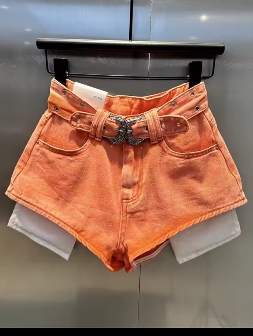 2026 Autumn New Orange Denim Shorts High Waist Pockets Sexy Hot Pants Jean Short